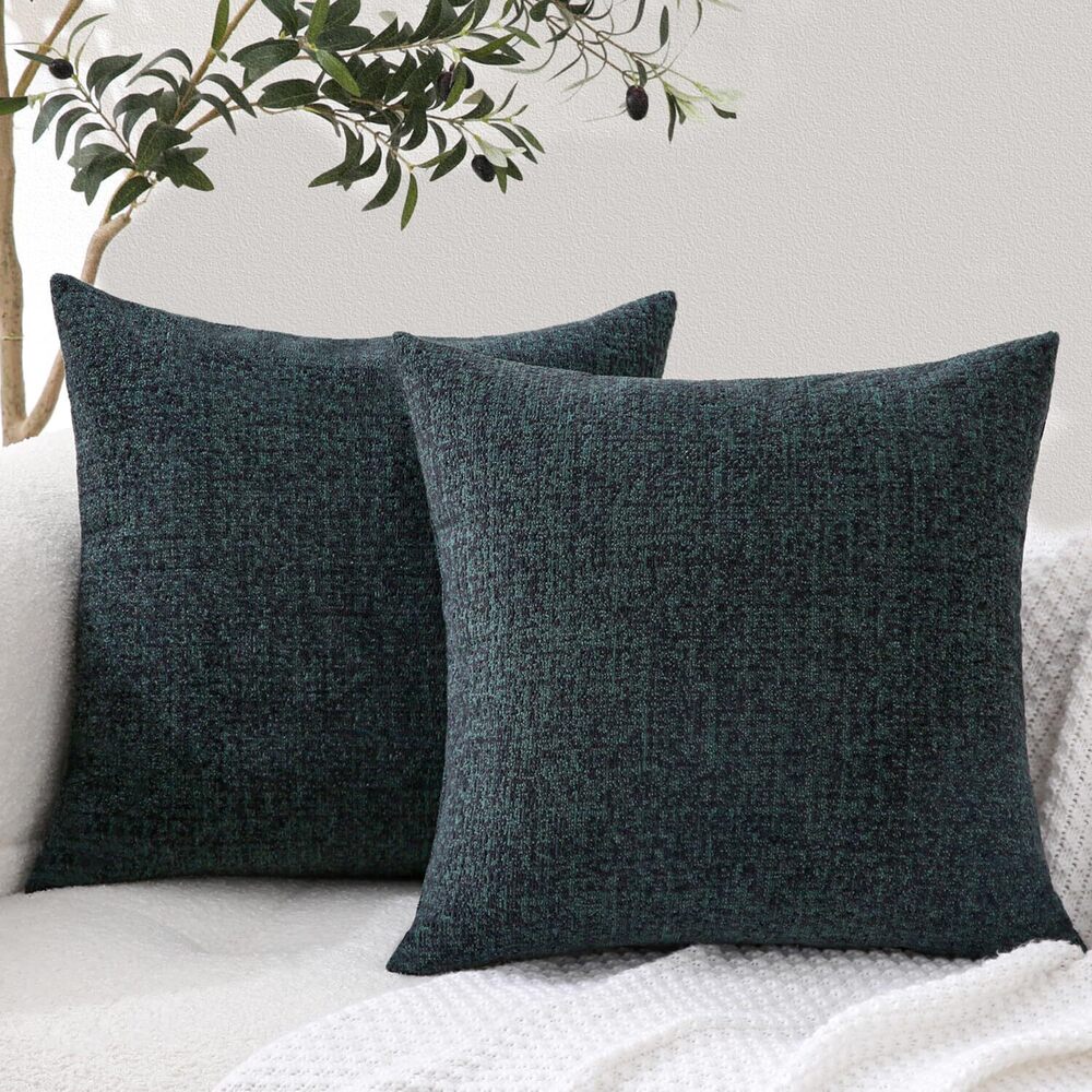 2407 Set of 2 Soft Decorative Throw Pillow Covers Cozy Textured Heathered
